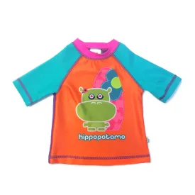 Hippo Baby Girl Short Sleeve Rash Guard Shirt