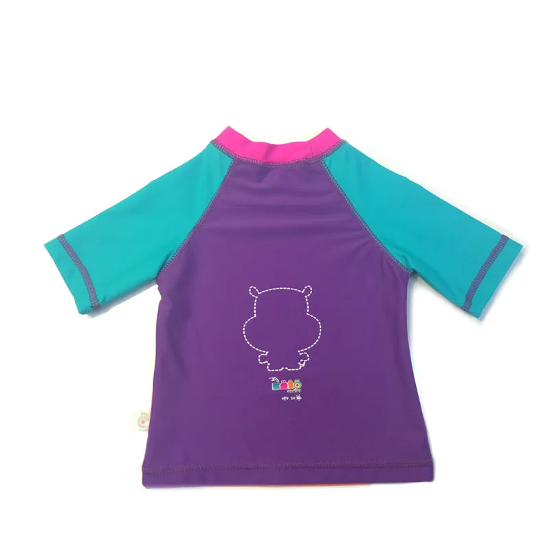 Hippo Baby Girl Short Sleeve Rash Guard Shirt