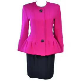 JACQUELINE DE RIBES Silk Magenta Skirt Suit Size 6