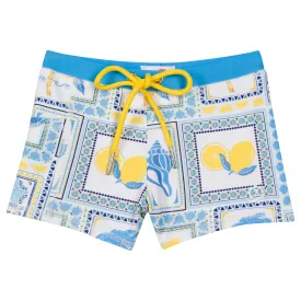 Kids Euro Swim Shorties | "Mediterranean Lemons"