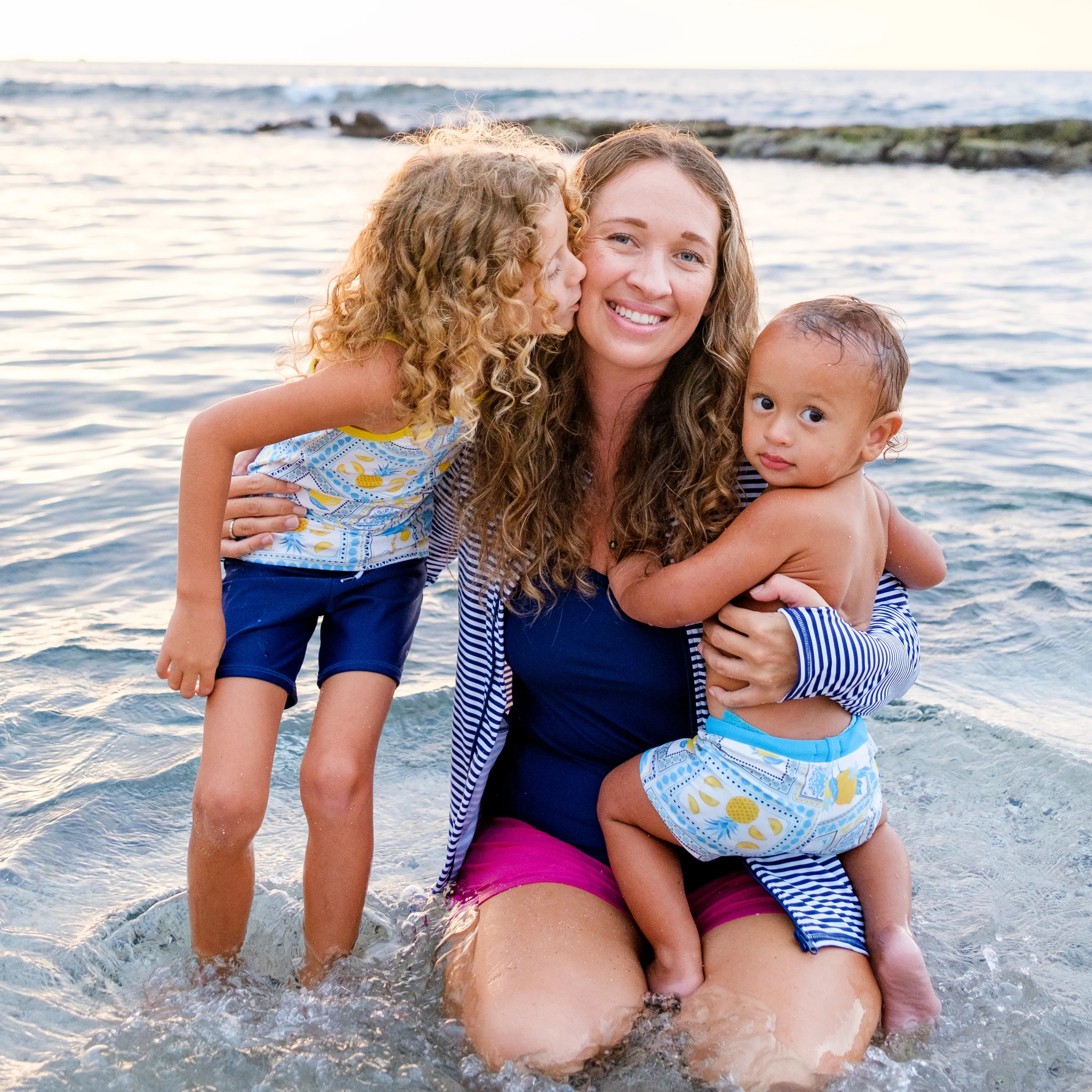 Kids Euro Swim Shorties | "Mediterranean Lemons"