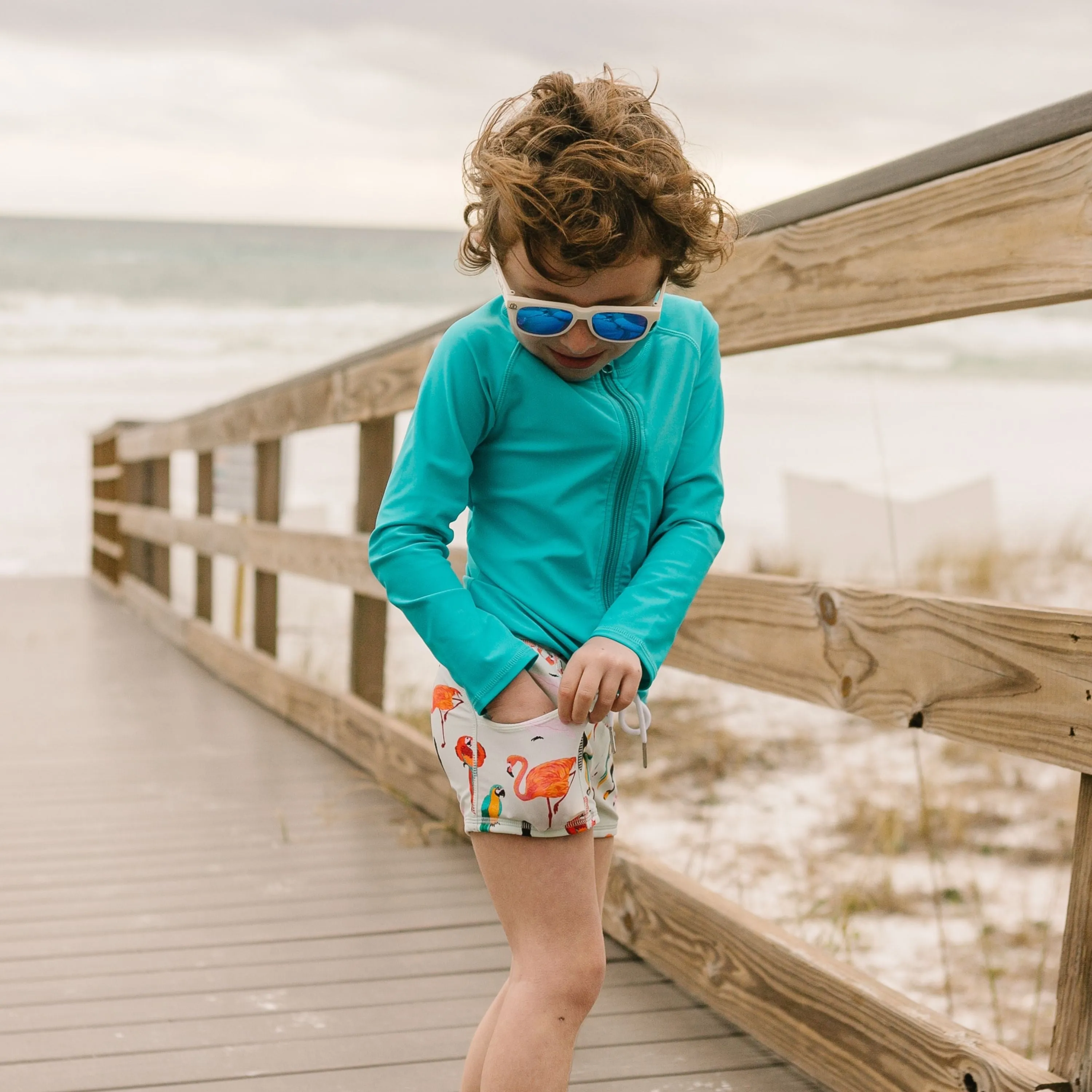 Kids Euro Swim Shorties | "Tropical Birds"