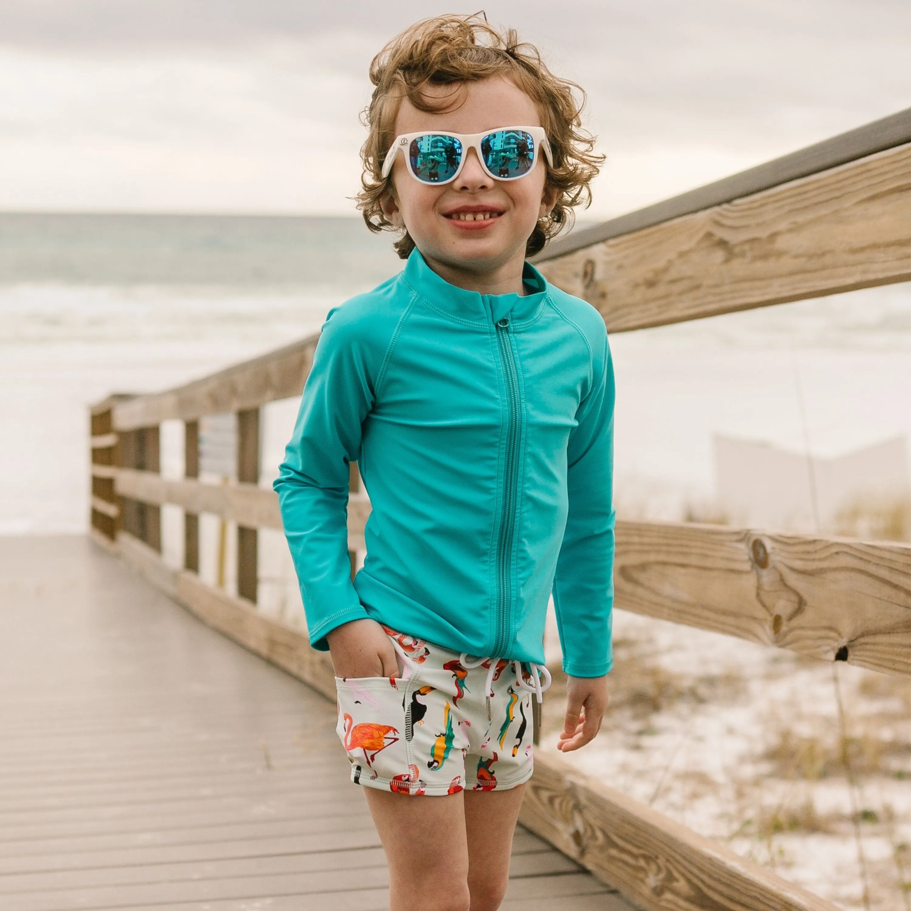 Kids Euro Swim Shorties | "Tropical Birds"