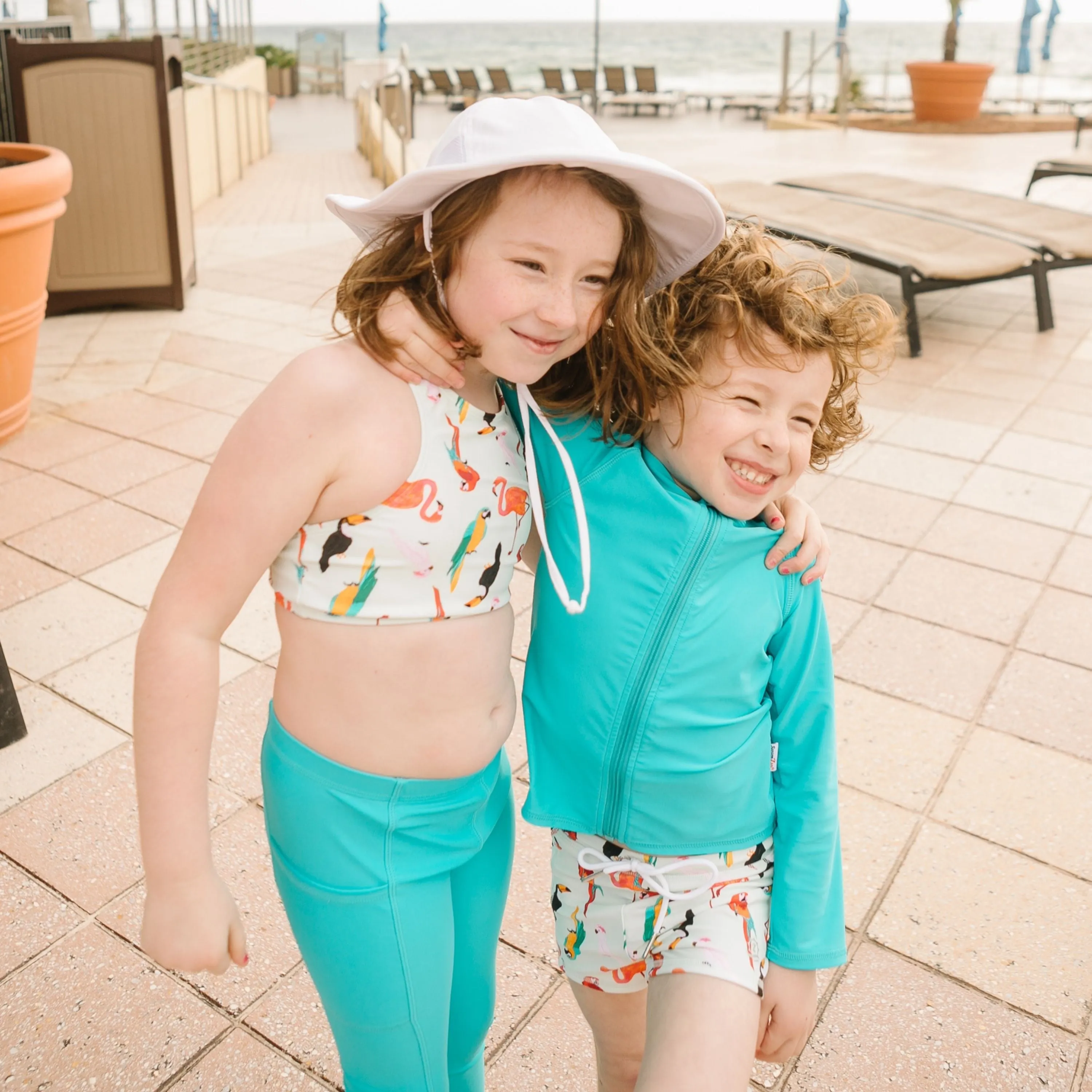 Kids Euro Swim Shorties | "Tropical Birds"