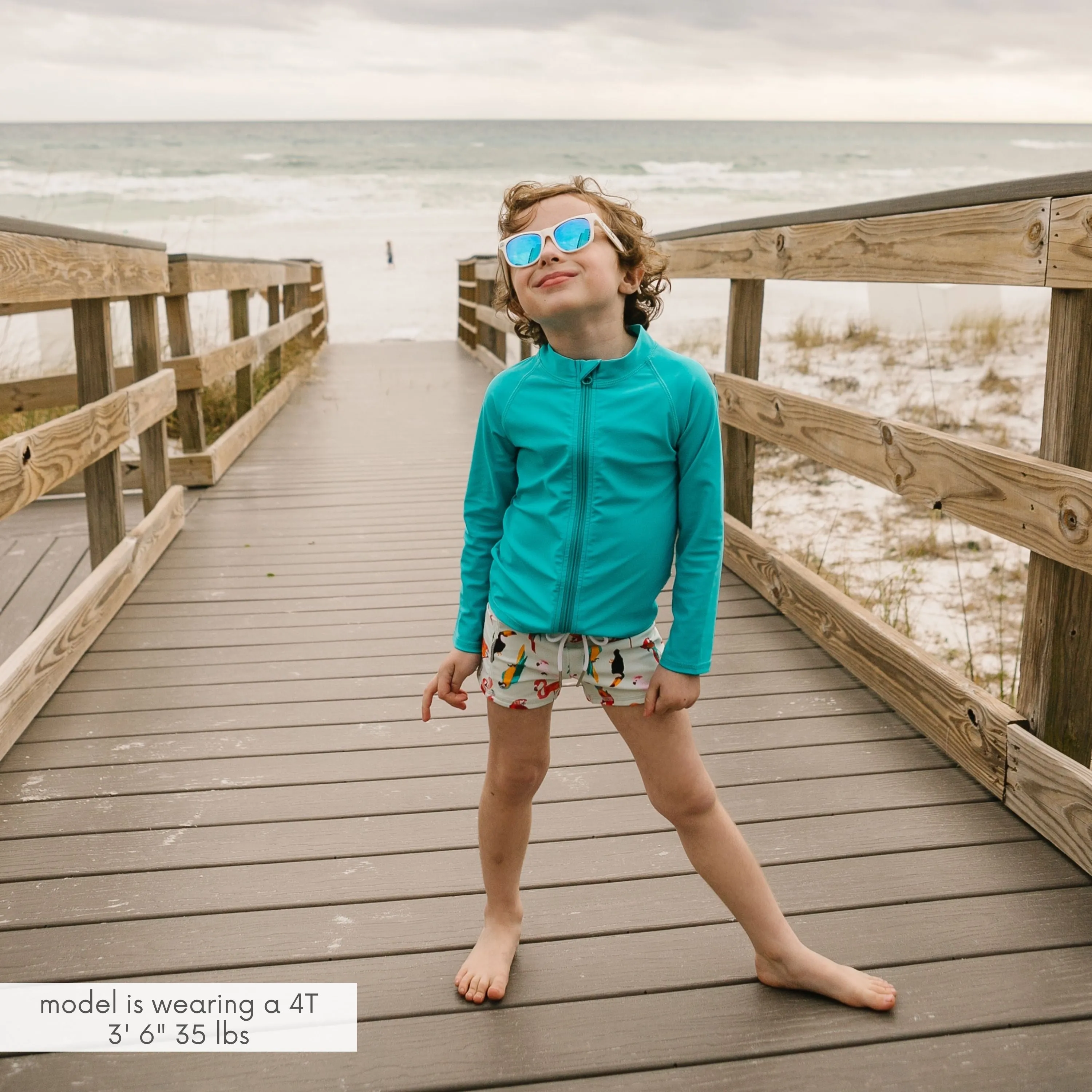 Kids Euro Swim Shorties | "Tropical Birds"