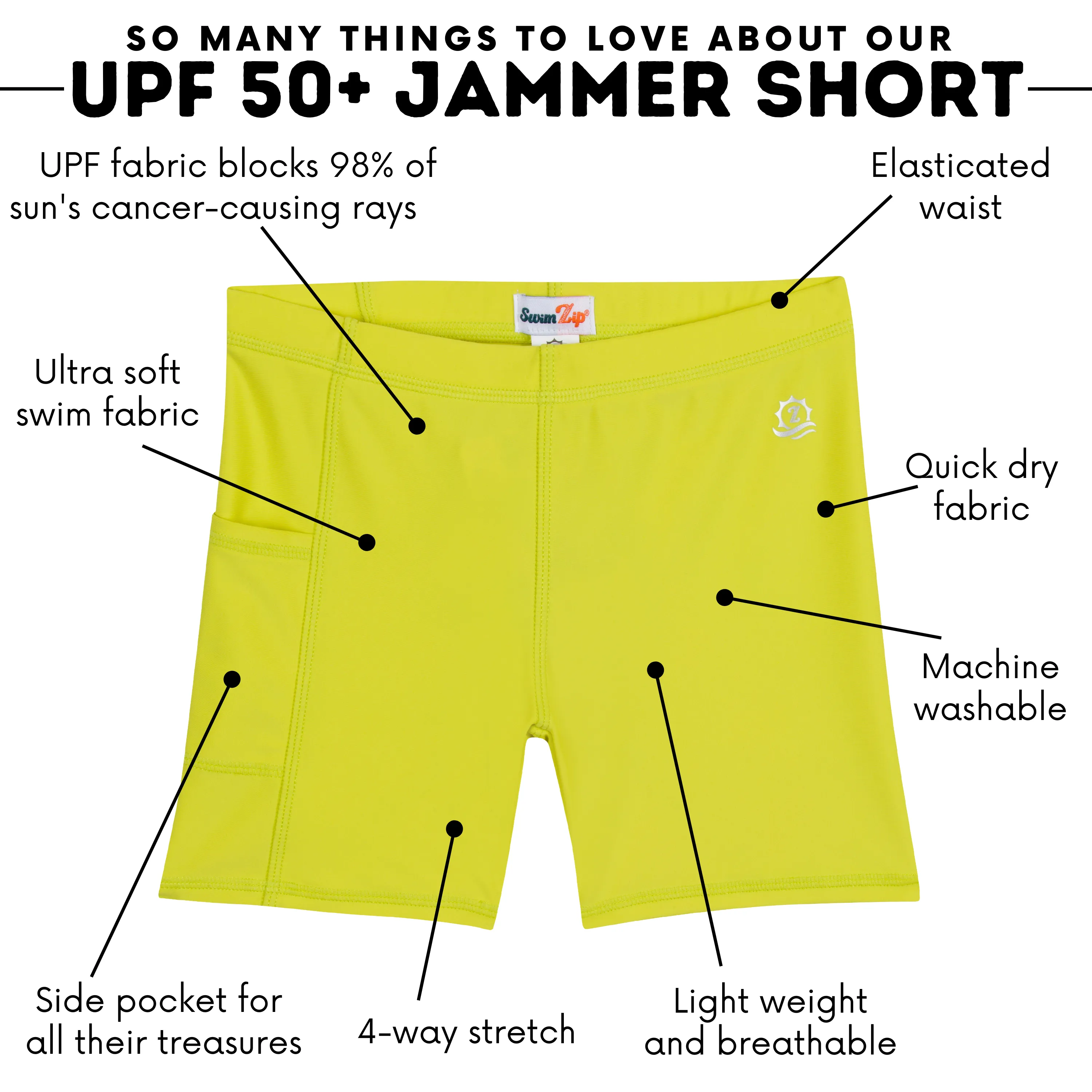 Kids Jammers Swim Shorts | "Sulphur Yellow"