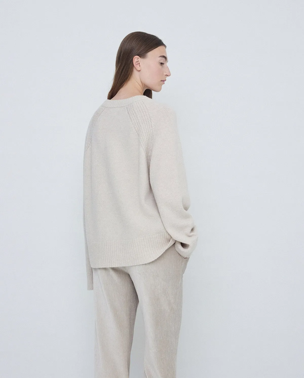 Knitted Ecru sweater with wool by YERSE