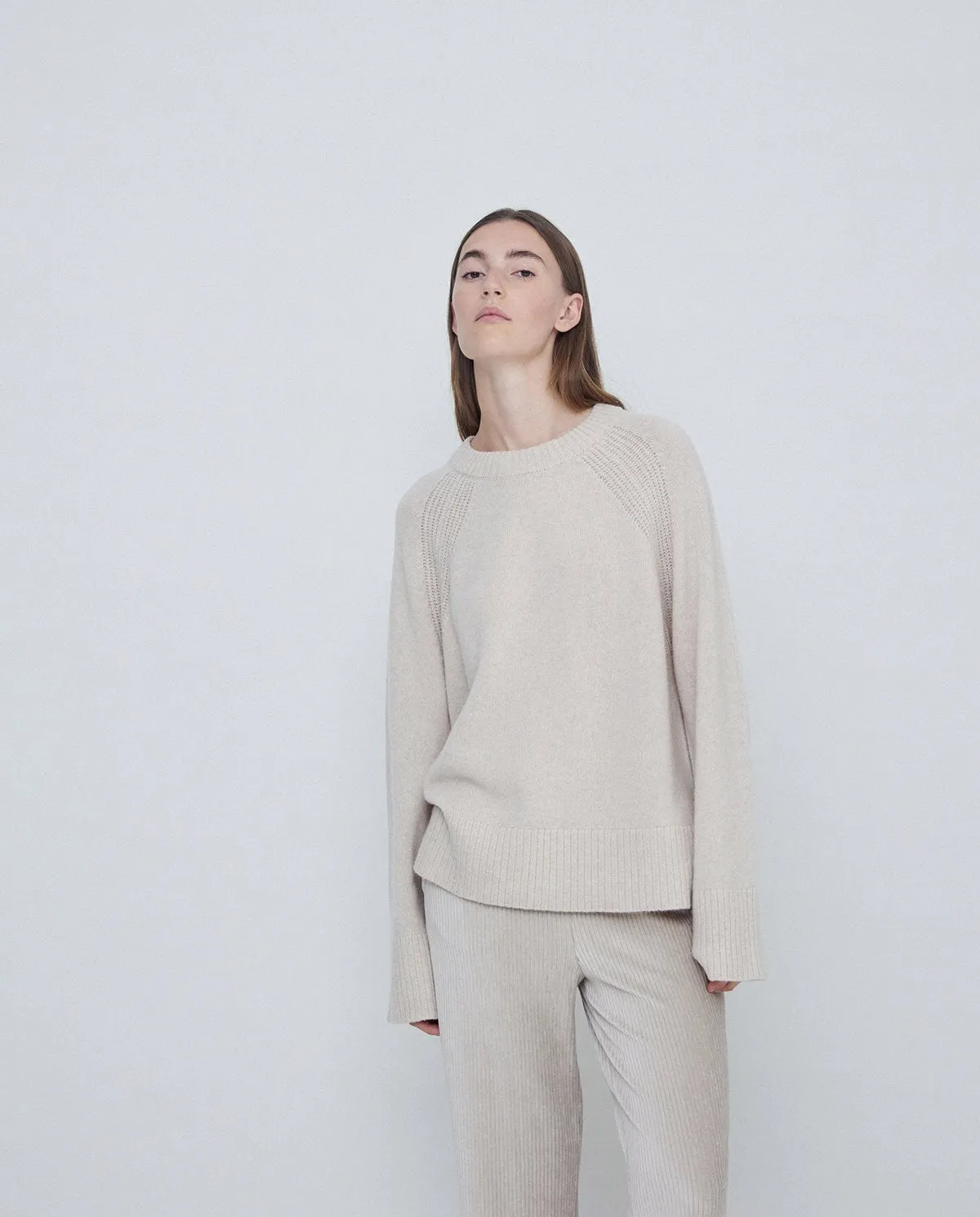 Knitted Ecru sweater with wool by YERSE