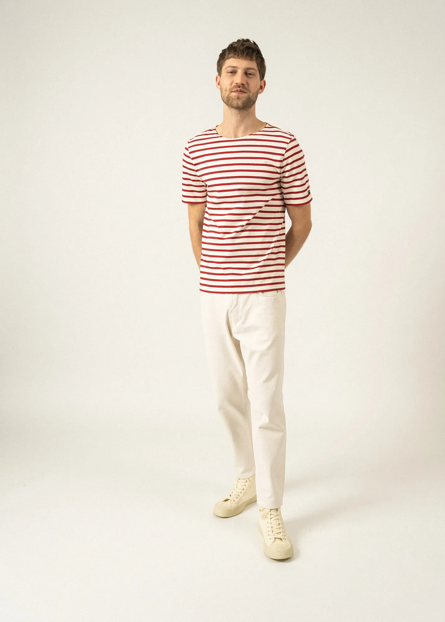 Levant short sleeve striped sailor shirt - regular fit, in light cotton (ECRU/PERSAN)