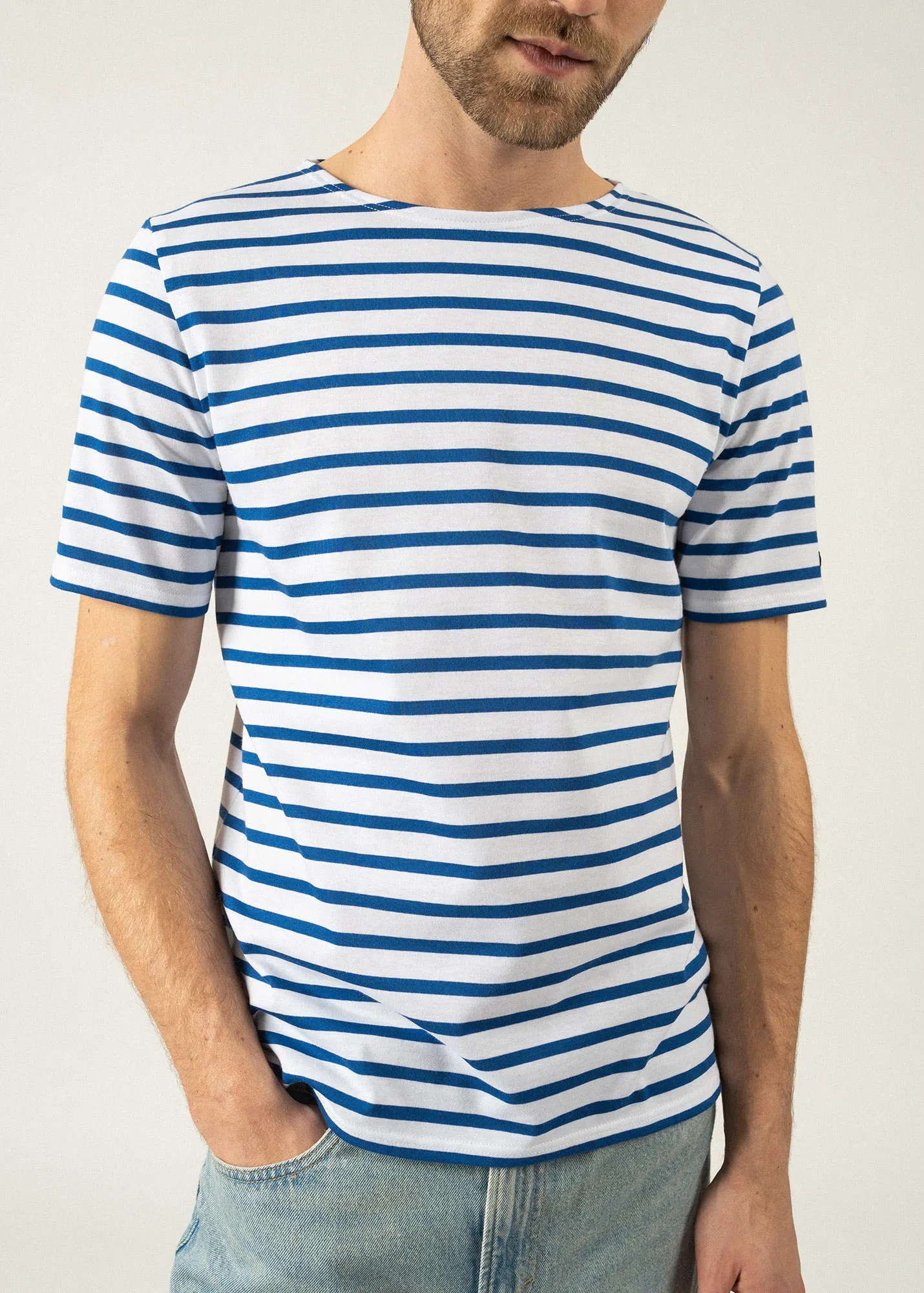 Levant short sleeve striped sailor shirt - regular fit, in light cotton (NEIGE/GITANE)