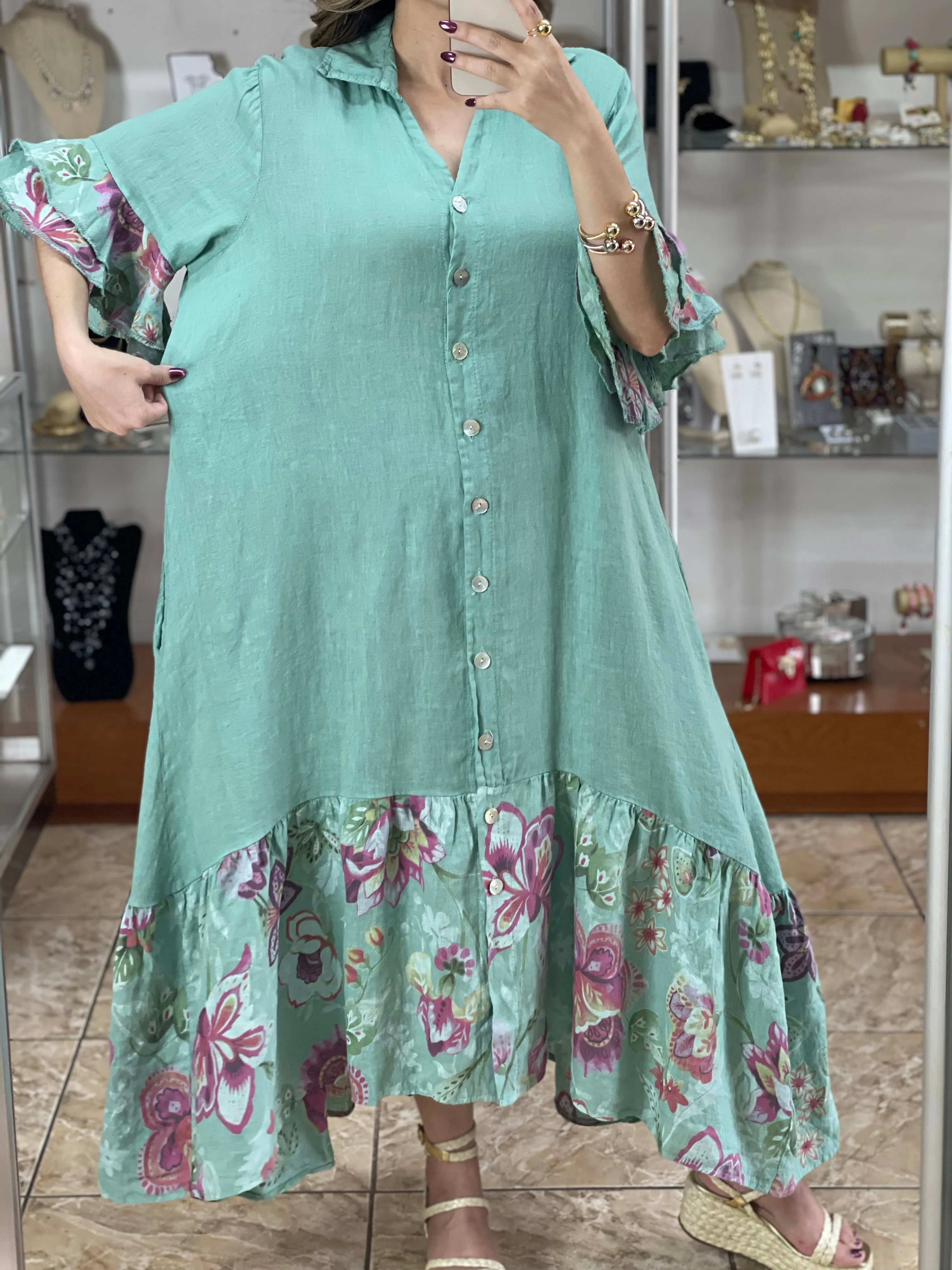 Linen Maxi OS Floral Details