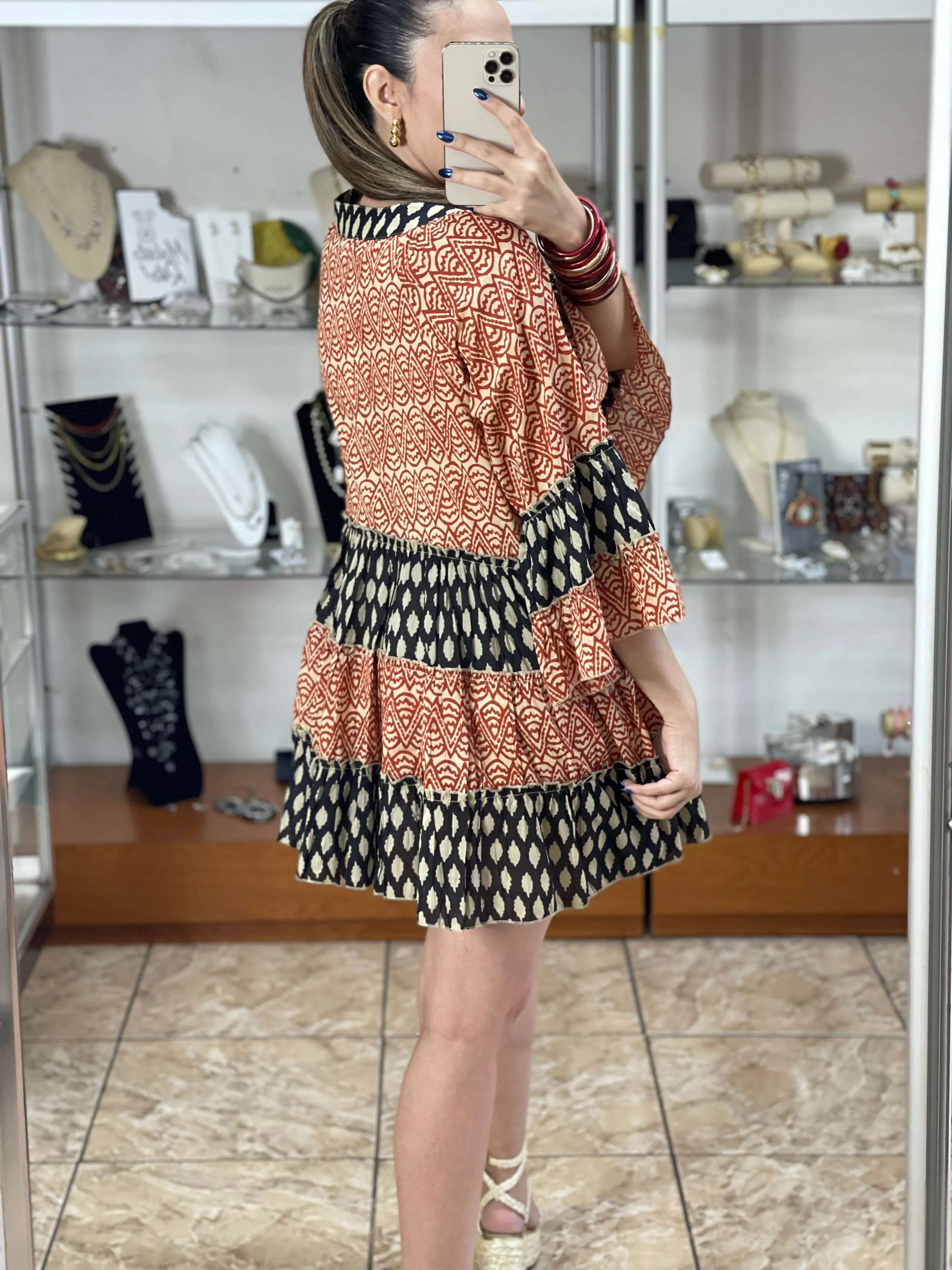 Long Sleeves Mini Boho Dress