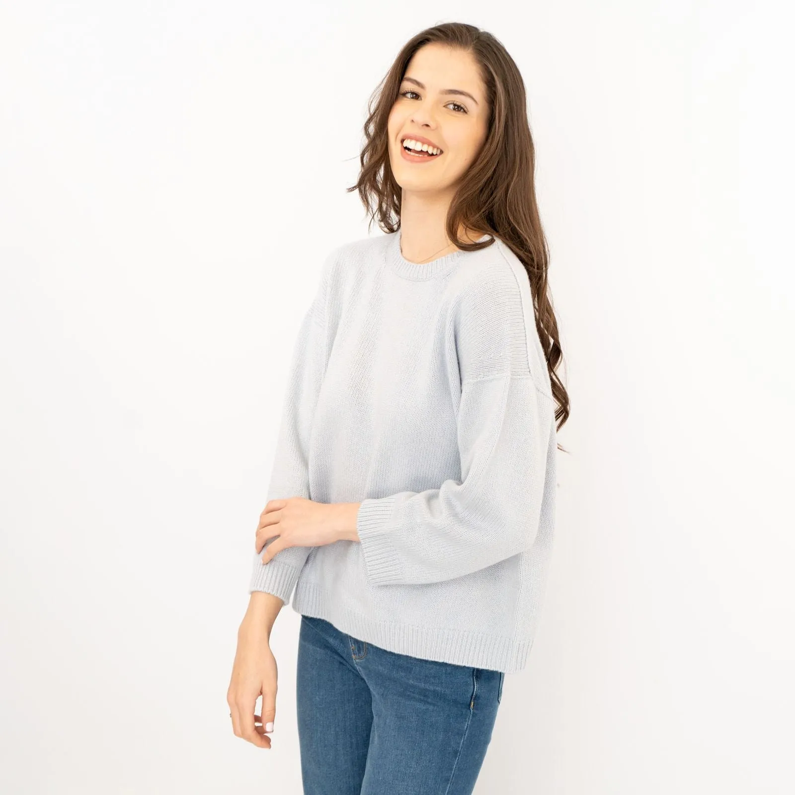 Max Mara Weekend Zoraide Pastel Soft Blue Cashmere Wool Jumpers with Silk