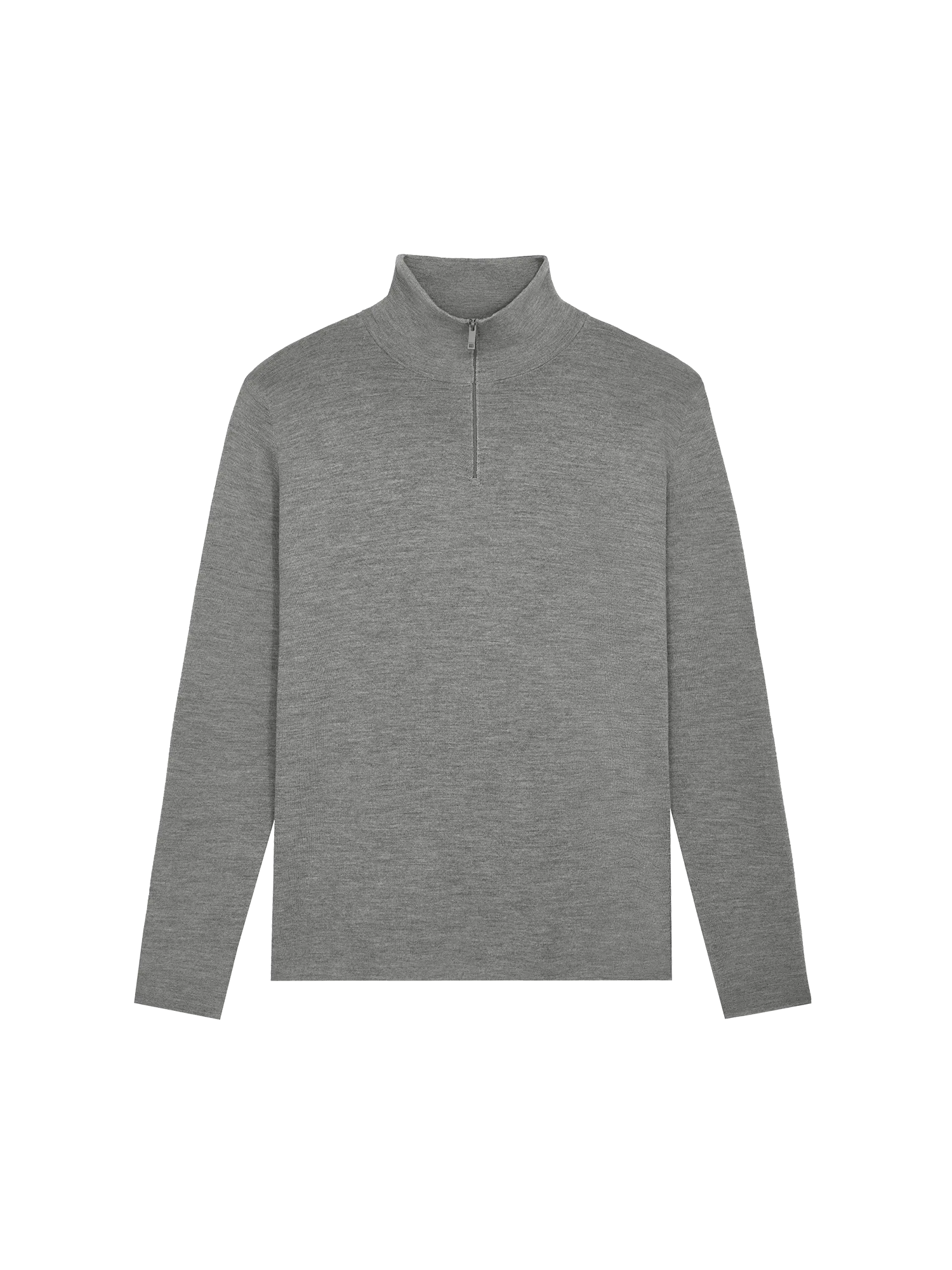 Mens Regenerative Merino Wool Half-Zip Sweater—grey marl