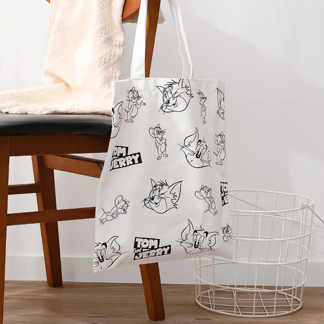 MINISO Tom&Jerry I Love Cheese Collection Funny Head Portrait Shopping Bag