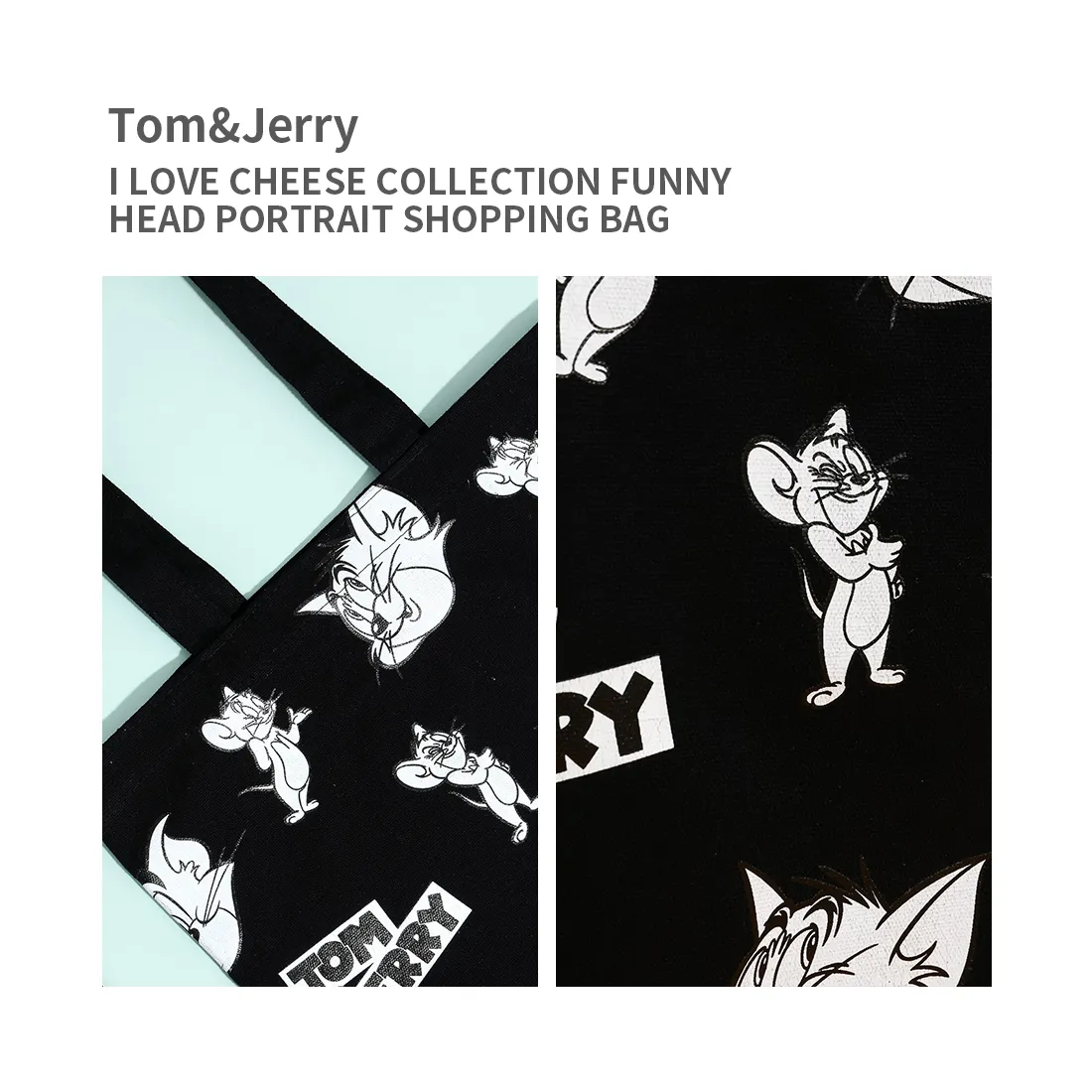 MINISO Tom&Jerry I Love Cheese Collection Funny Head Portrait Shopping Bag