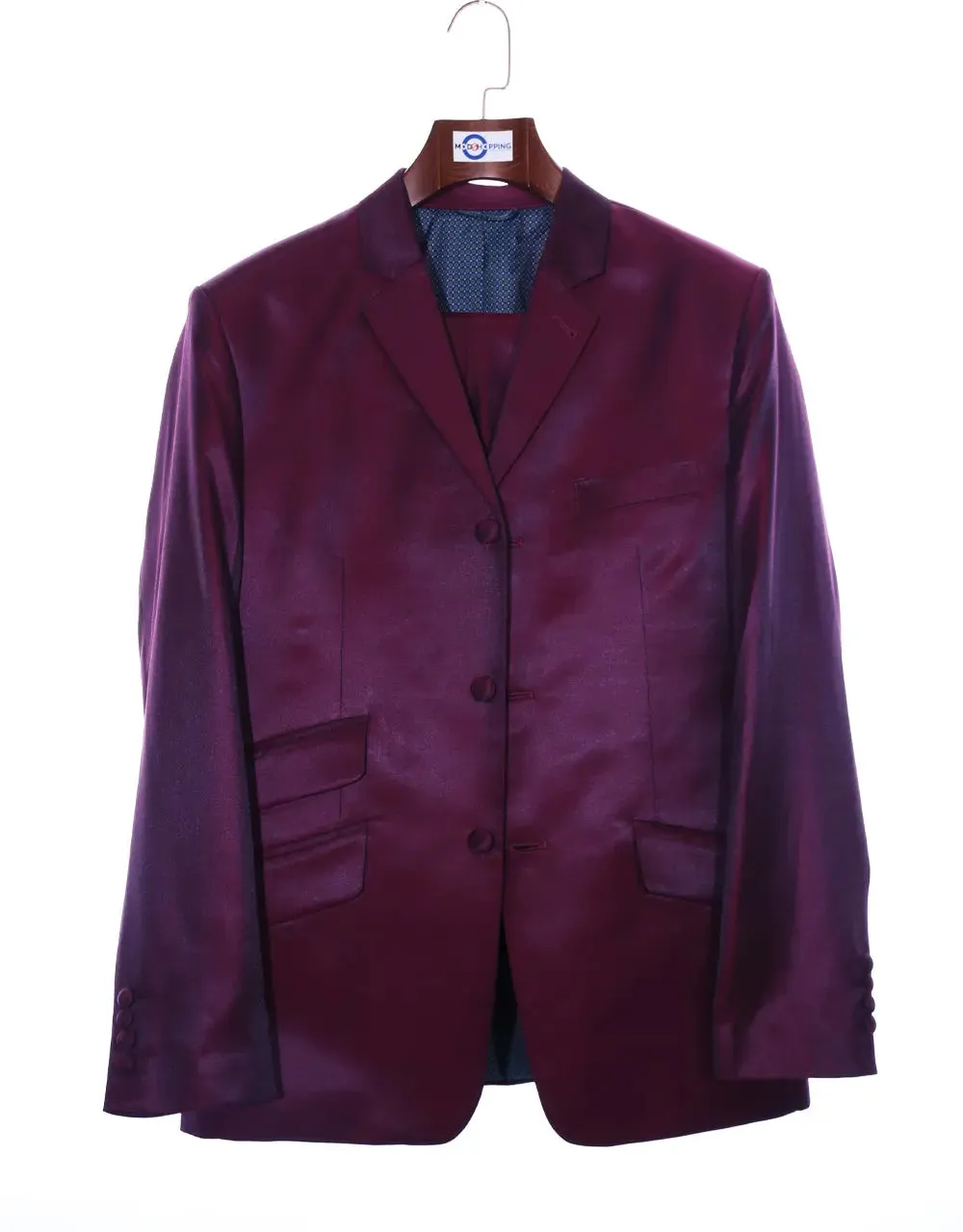 Mod Fashion Burgundy Wine Tonic Suit