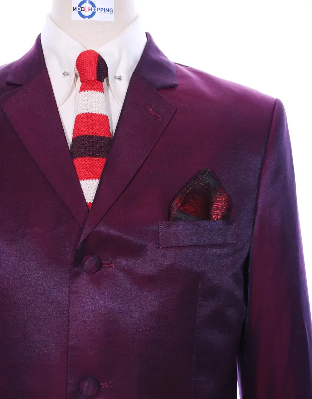 Mod Fashion Burgundy Wine Tonic Suit