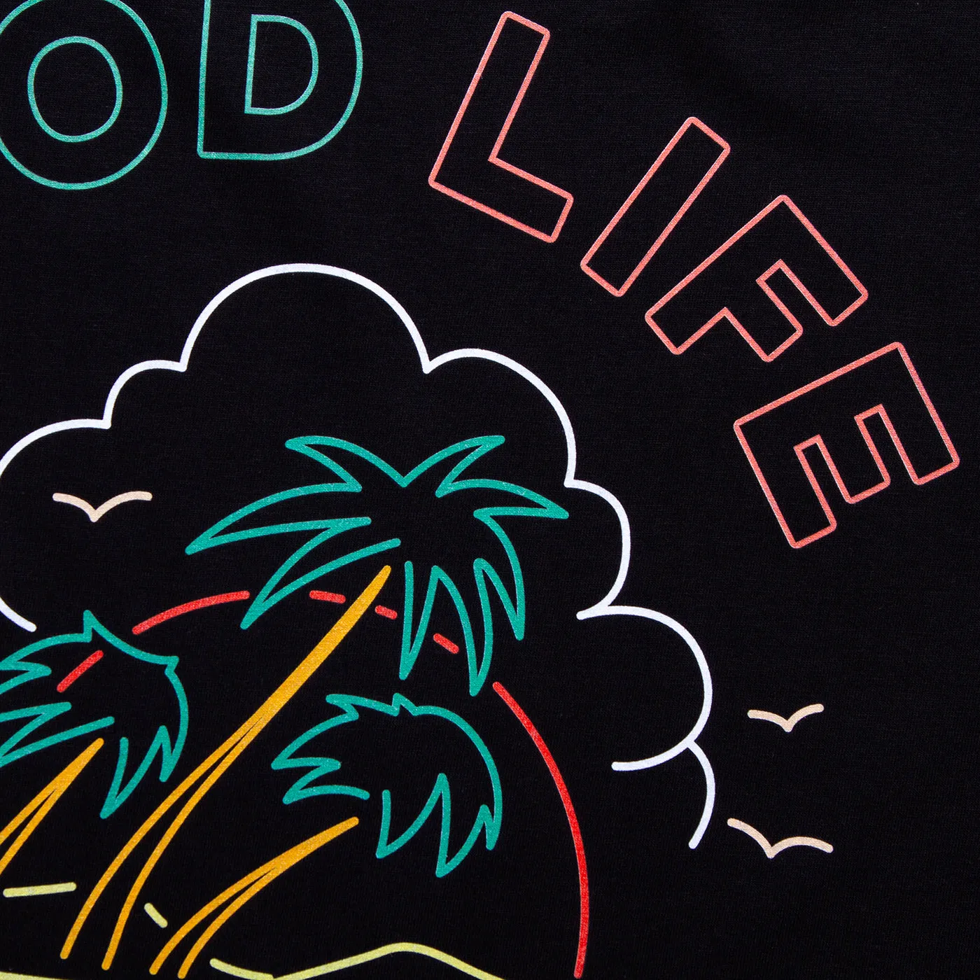 Neon Good Life Front Print - Tshirt - Black