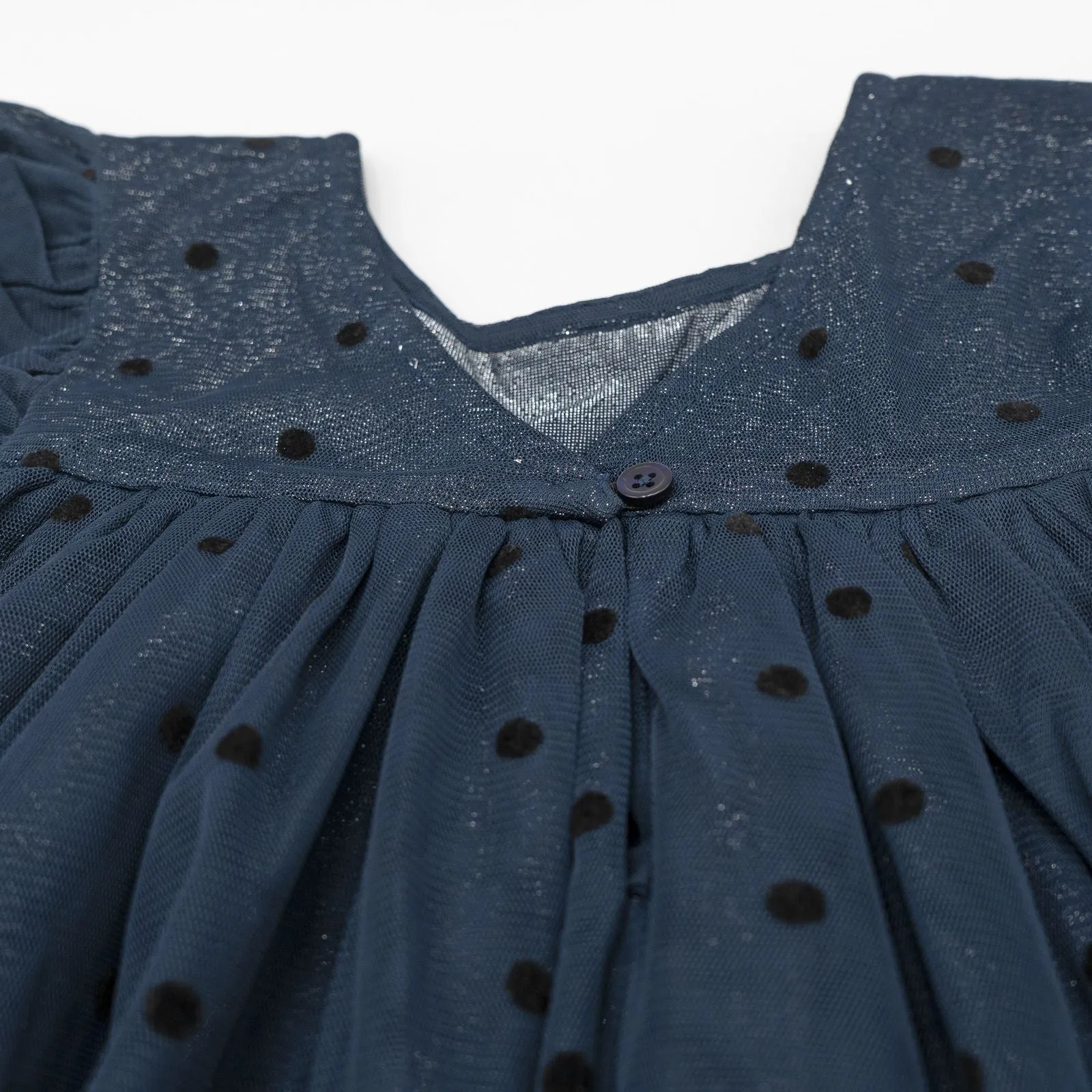 Next Girls Blue Tulle Spotty Frill Short Sleeve Occasion Party Dresses