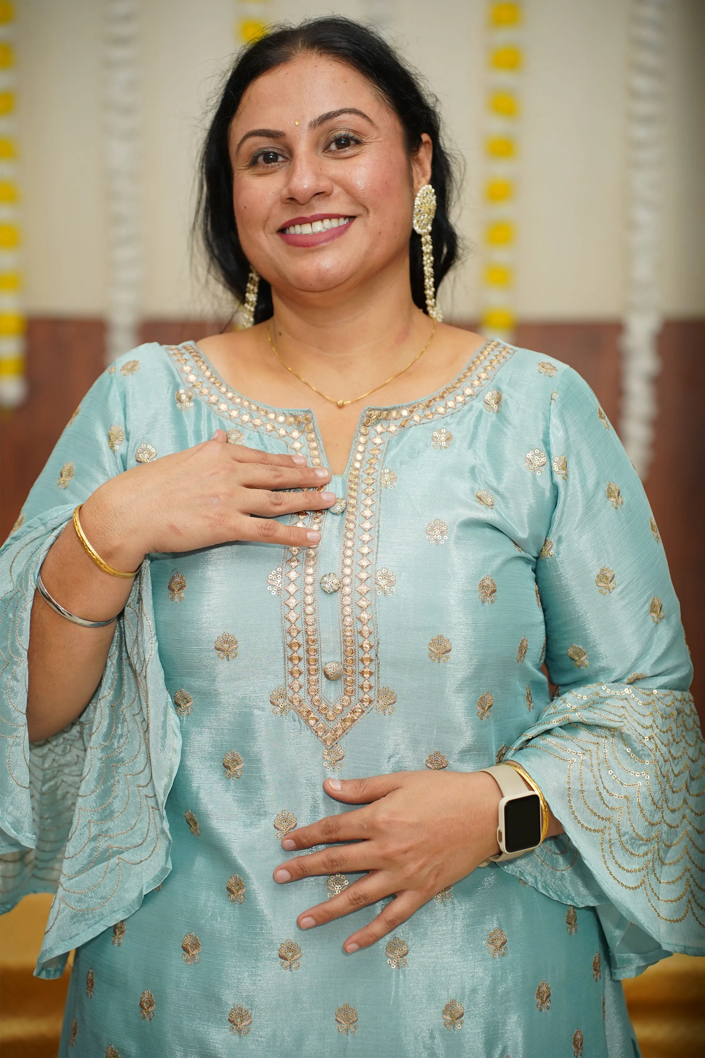 Opulent Blue Fancy Skirt Suit