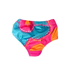 Orange Front Flower-Dots Bikini Bottom Swimwear For Girls