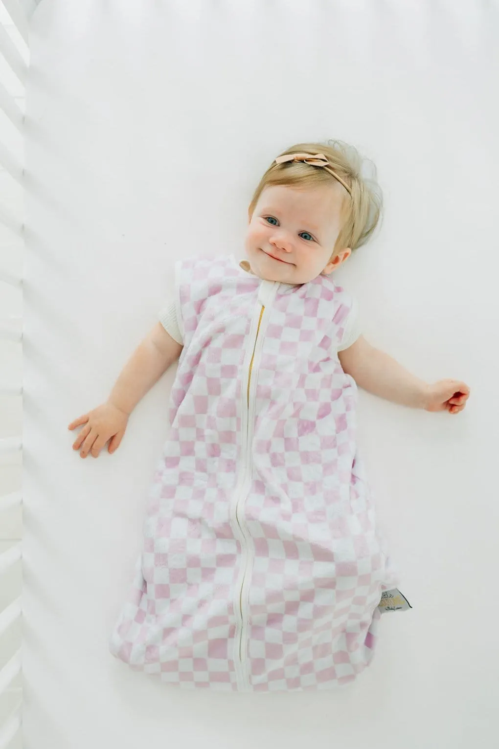 Pink Check Wearable Minky Blanket