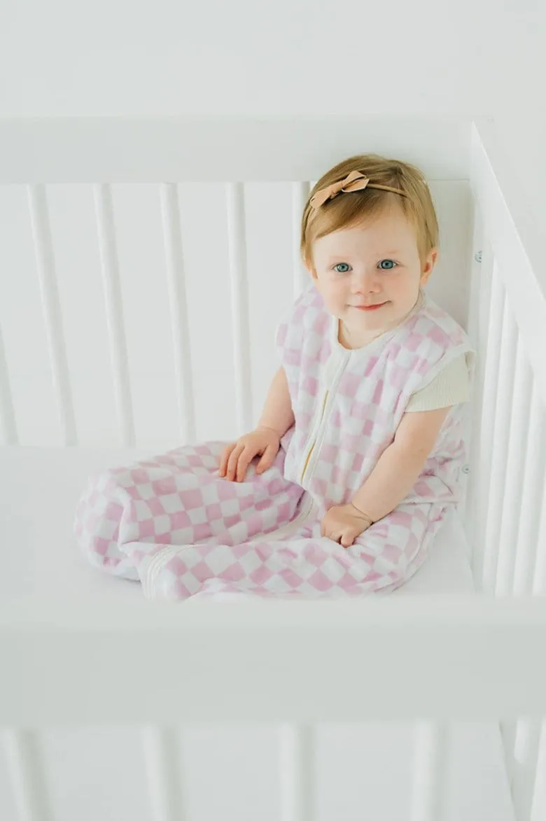 Pink Check Wearable Minky Blanket