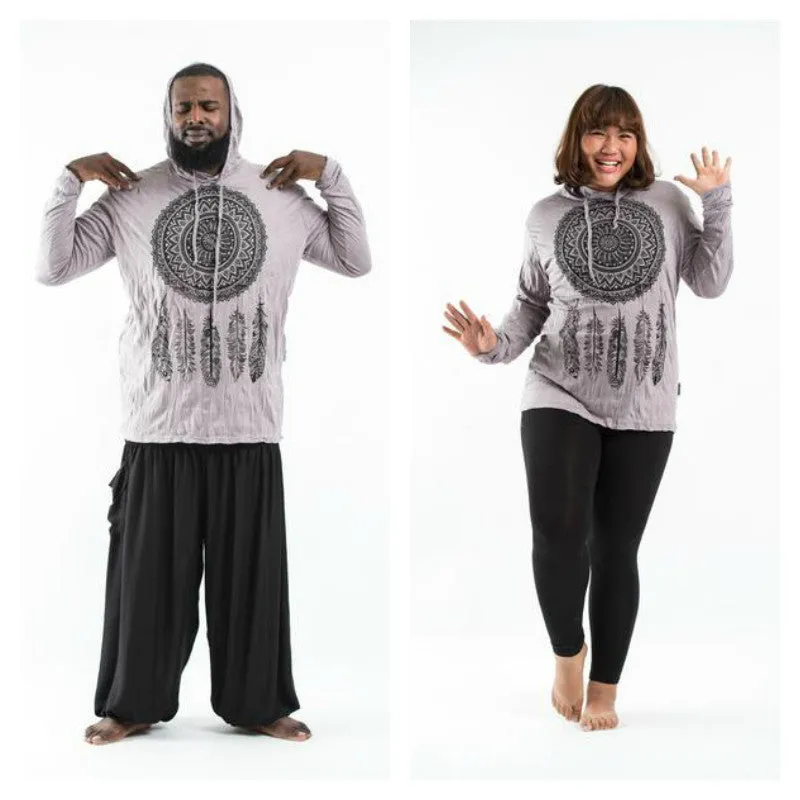 Plus Size Sure Design Unisex Dreamcatcher Hoodie Gray