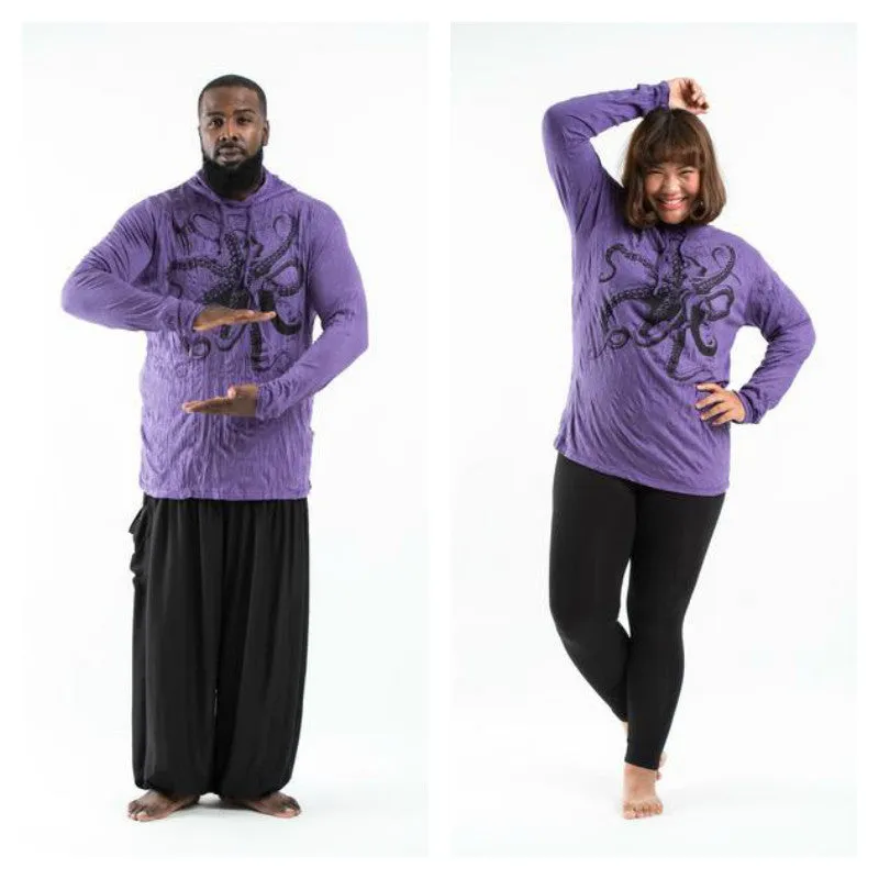 Plus Size Sure Design Unisex Octopus Hoodie Purple