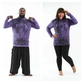 Plus Size Sure Design Unisex Wild Elephant Hoodie Purple