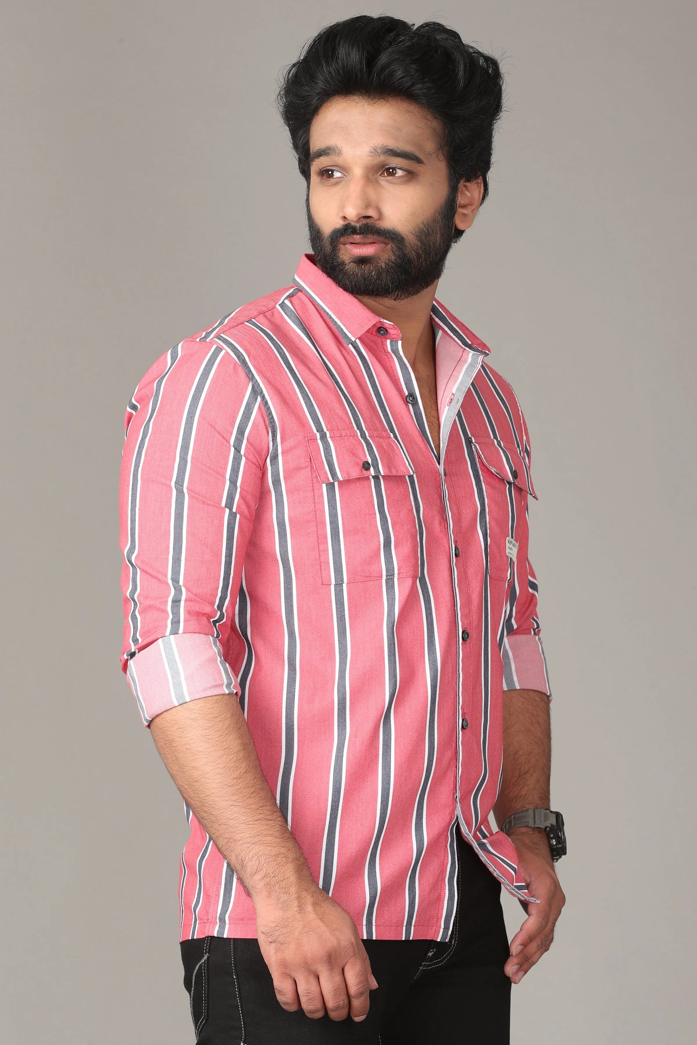 Rose Dual Striped Full Sleeve Shirt