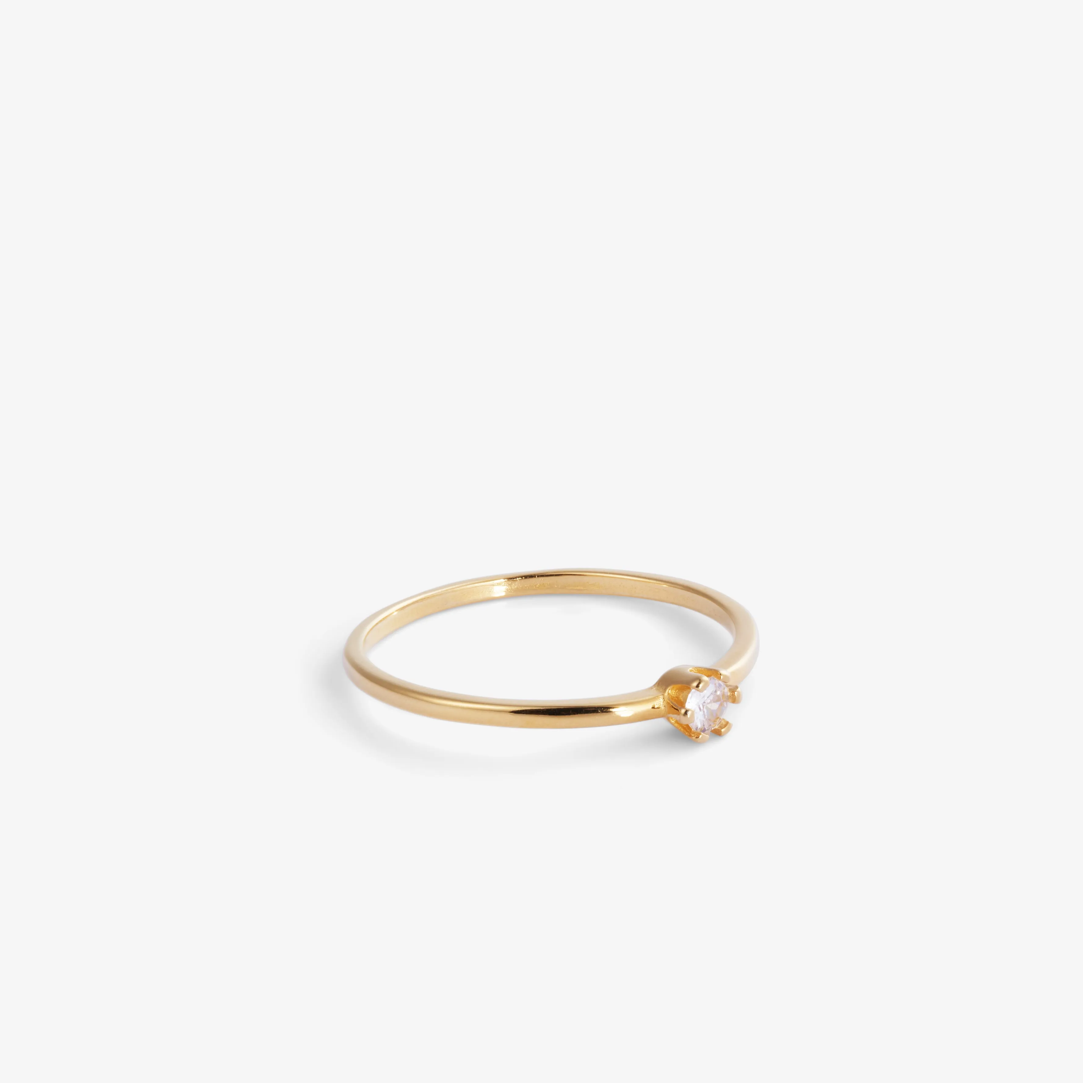 ROUND THIN SOLITAIRE RING Gold