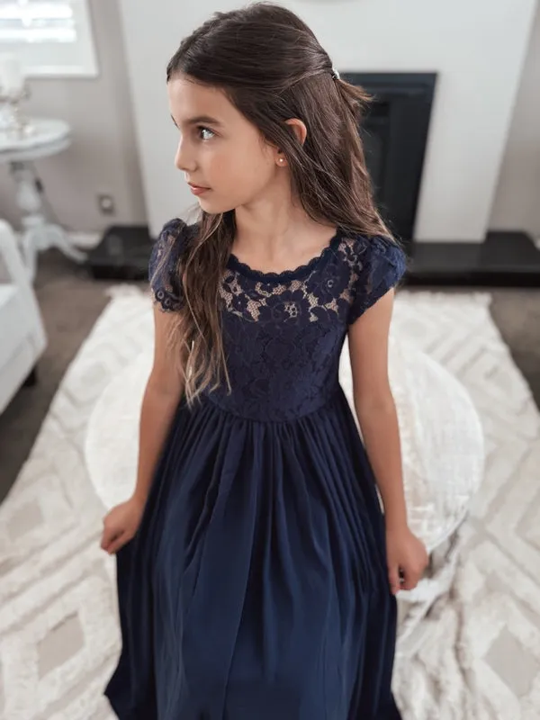 Sasha Girls Navy Blue Dress