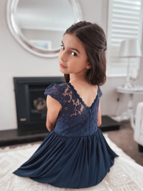 Sasha Girls Navy Blue Dress