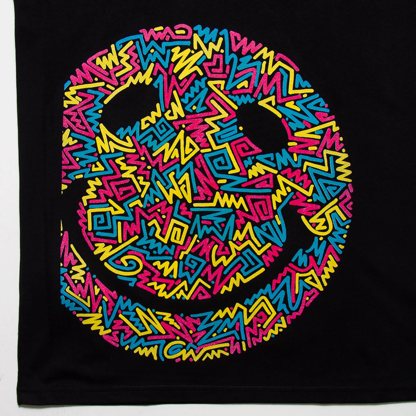 Side Doodle Smiley 002 - Tshirt - Black