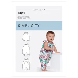 Simplicity Sewing Pattern S8894 Babies' Romper suits designed for stretch knits