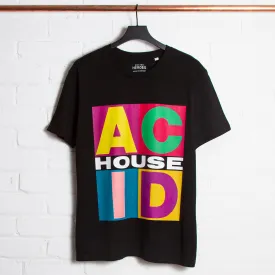 Squares Acid House Front Print - Tshirt - Black