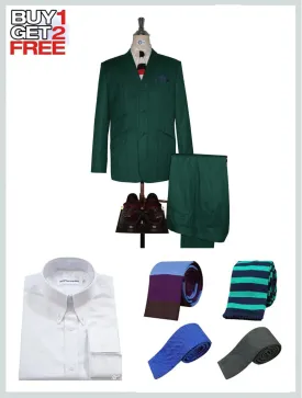 Suit Package | Olive Green Prince Of Wales Check Suit