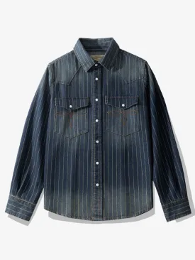 Western Yoke Wabash Stripe Denim Cotton Shirt