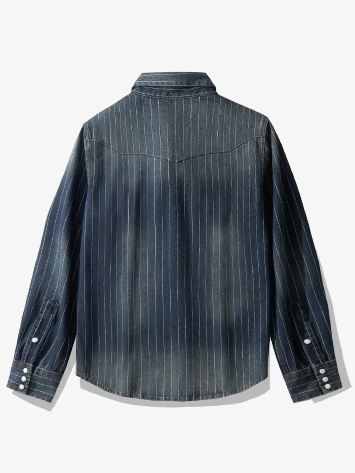 Western Yoke Wabash Stripe Denim Cotton Shirt