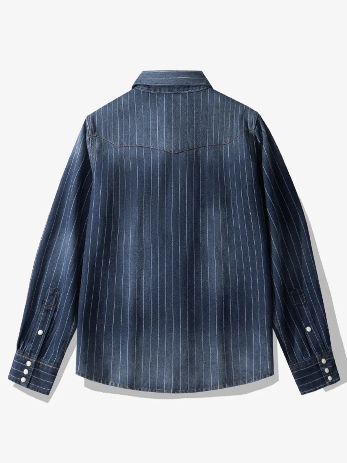 Western Yoke Wabash Stripe Denim Cotton Shirt