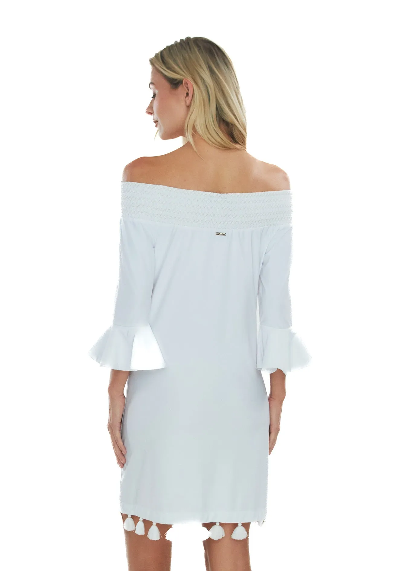 White Embroidered Off The Shoulder Dress