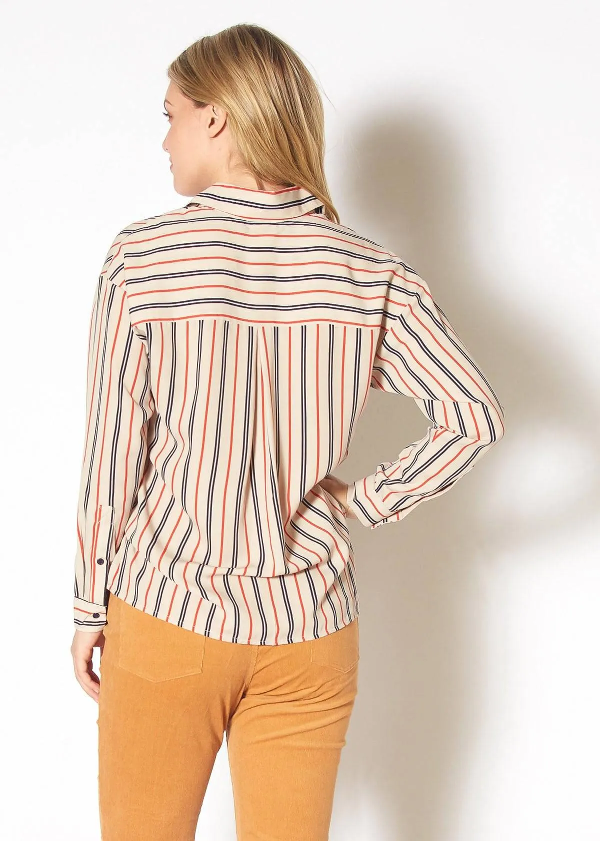 Women's Button Up Multi Stripe Shirt in Multi Stripe