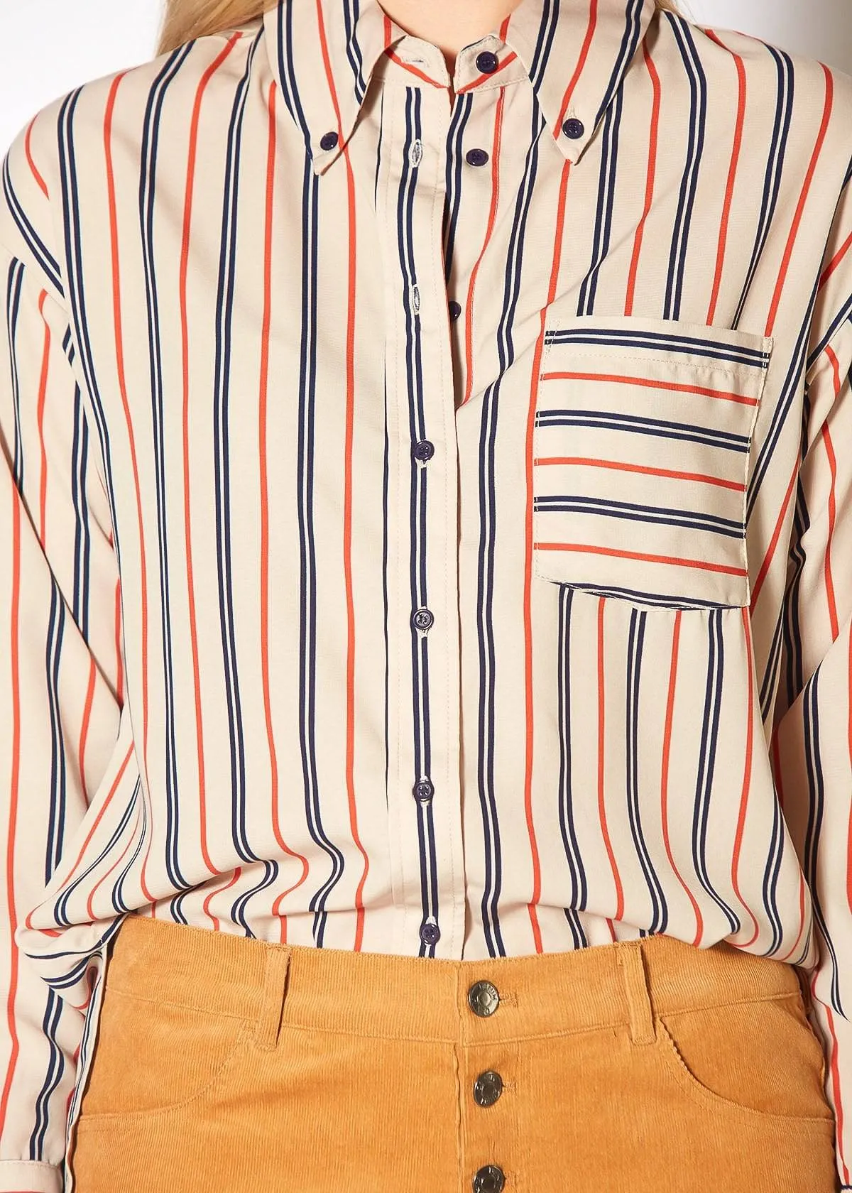 Women's Button Up Multi Stripe Shirt in Multi Stripe