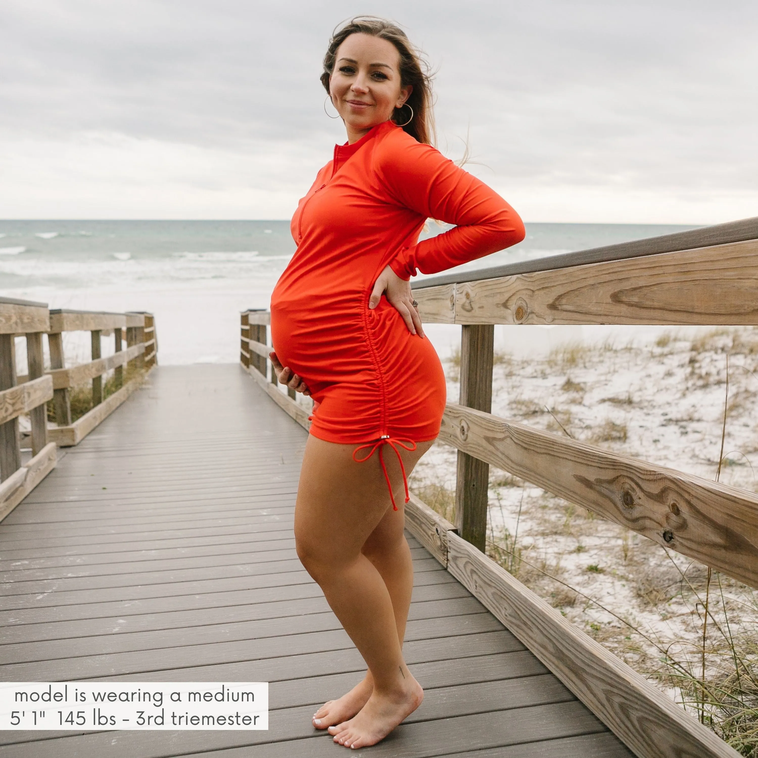 Women's Half Zip Swim Dress Cover Up | "Fiesta Red"